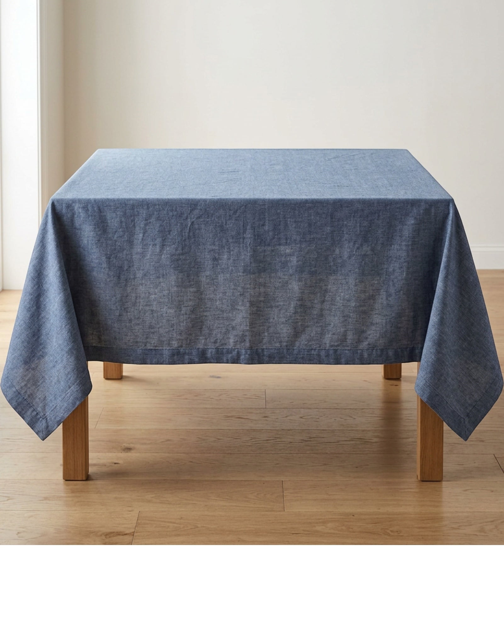 Pndwx Square Cotton Chambray Tablecloth Indigo 150 cm - Lifestyle view